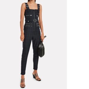 WeWoreWhat  Navy Plaid Moto Overalls